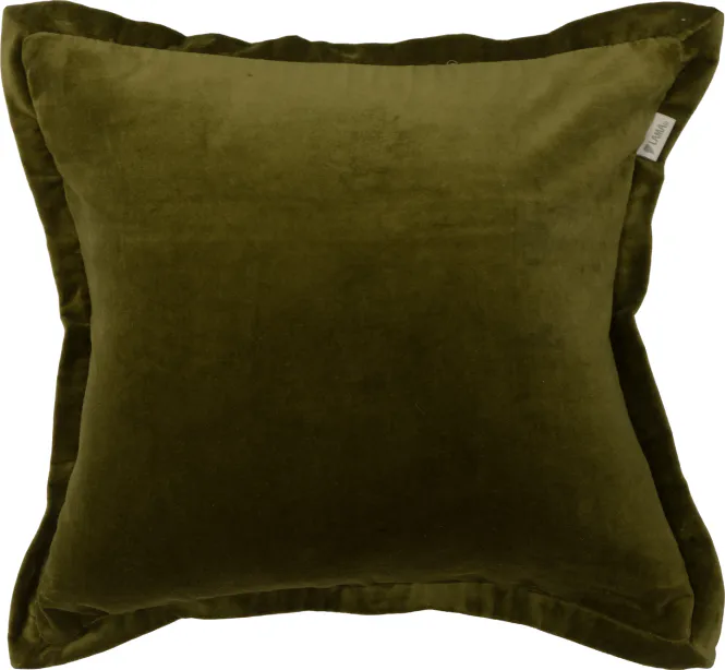 Hovedbilde Putetrekk Fløyel med kant, urtegrønn 50 x 50 cm