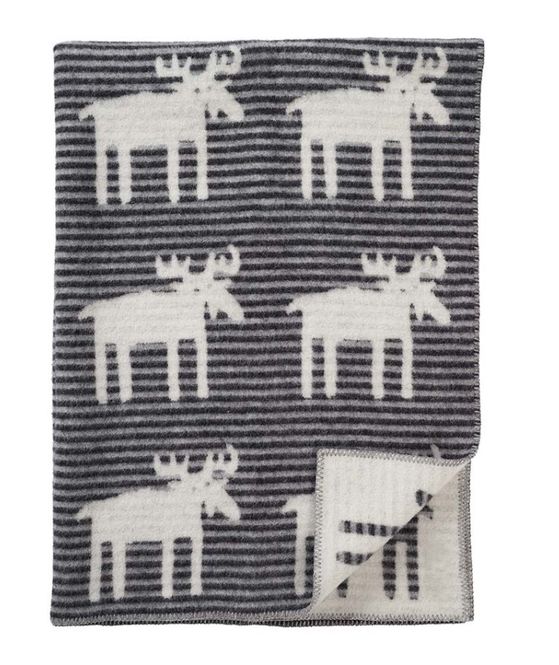 Hovedbilde Pledd i 100% økologisk  lammeull Moose Stripes ...