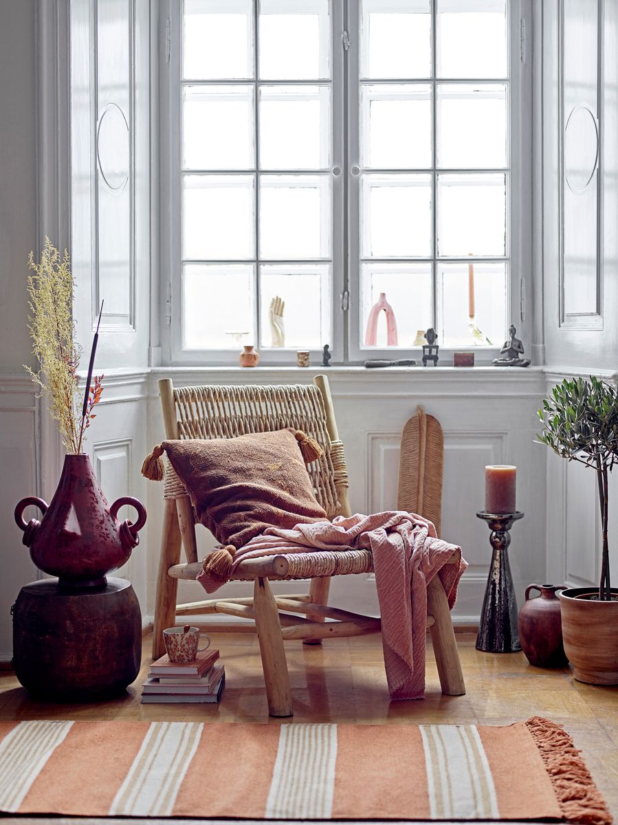 Bloomingville Ruthy lounge-stol – teak & bananblad (natur)