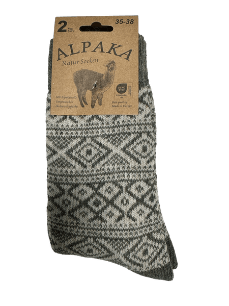 Hovedbilde Ullsokk med Alpakka grønn/hvit, str 35-38