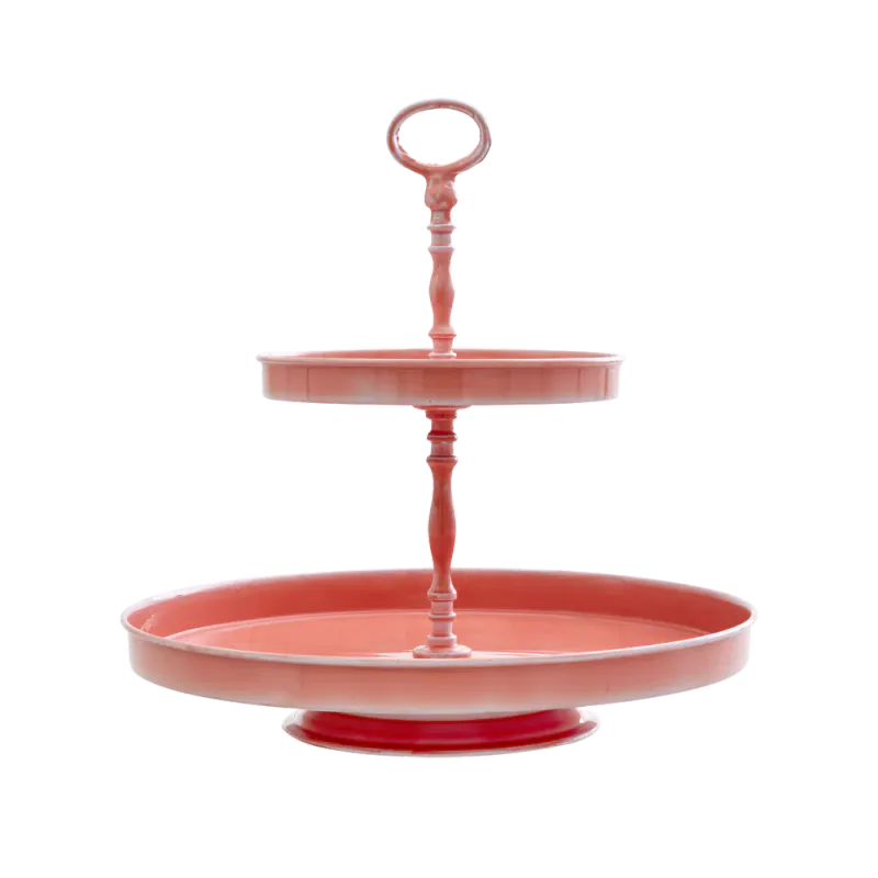 Rice etasjefat i metall – coral (37 cm)