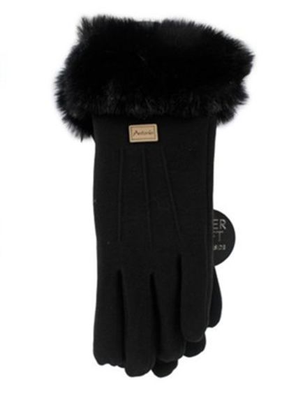 Hovedbilde Vanter med fluffy pelskant, sort