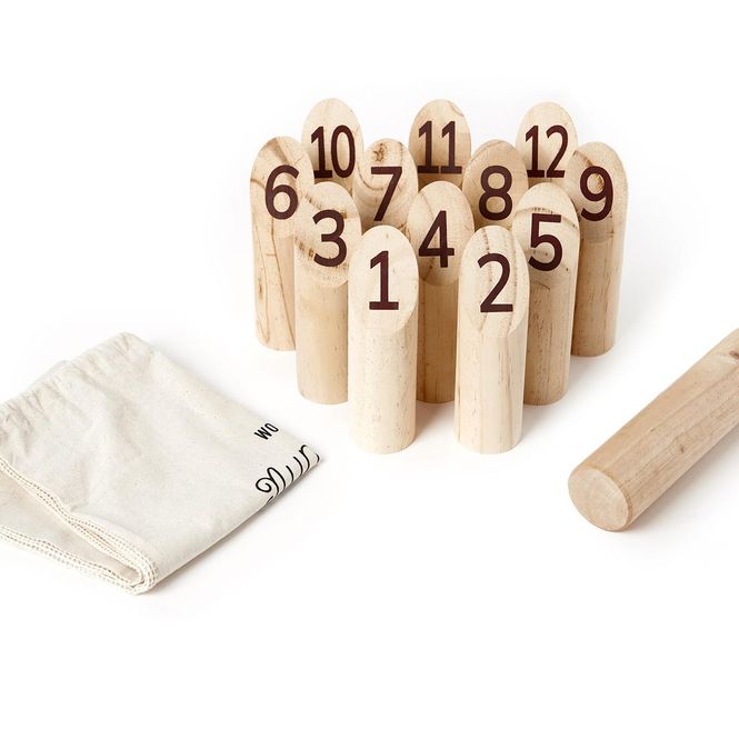 Hovedbilde Kastespill med nummererte treklosser og ...
