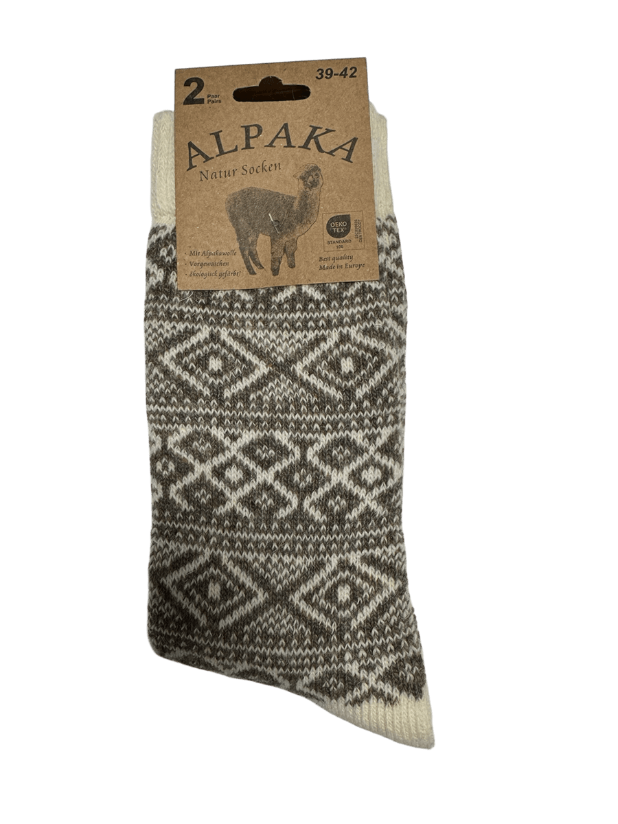 Ullsokk med Alpakka beige/offwhite, str 35-38