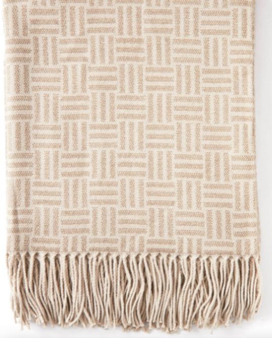 Hovedbilde Lenox Jacquard-vevd pledd, lys beige fra Vinga of ...