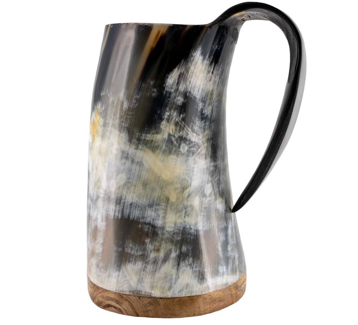 Mjødkrus håndlaget av ekte horn! Motiv Vikingskip